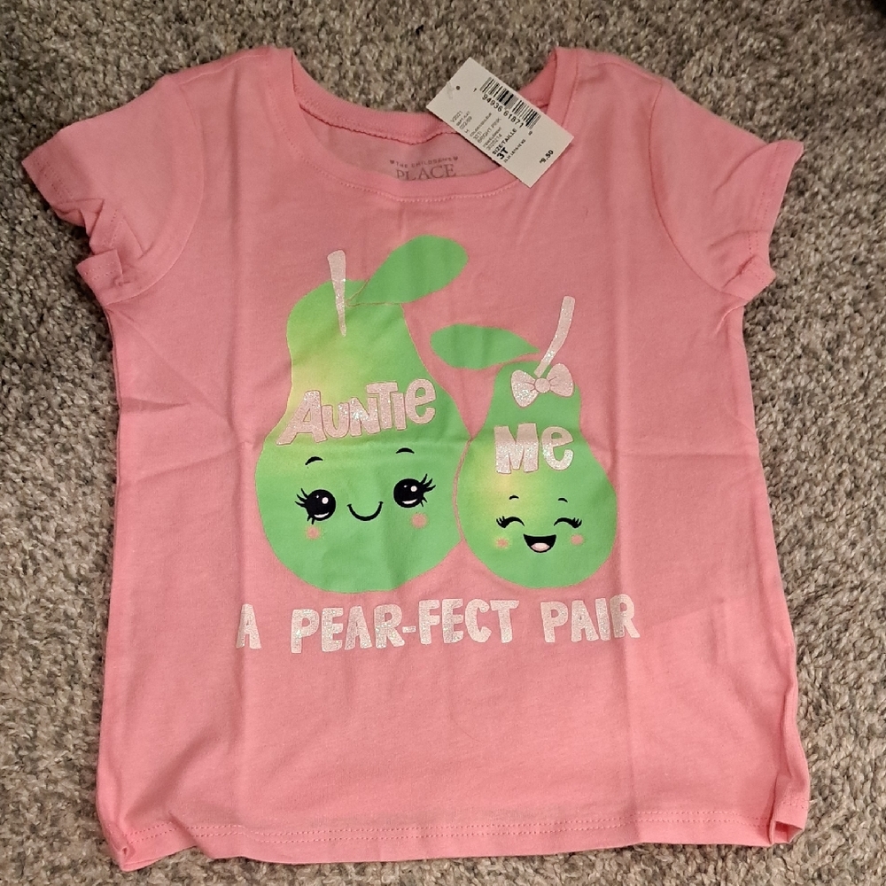 The Children's Place Pink and Green Pear Graphic Short Sleeve Tee